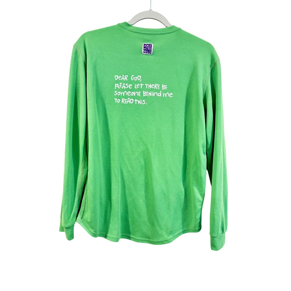 One More Mile Running Shirt Green Long Sleeve Graphic Top Large
